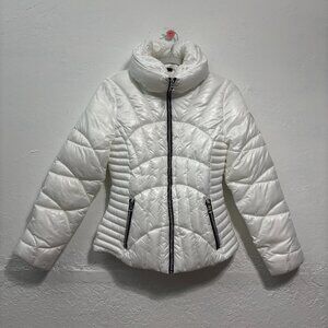 Guess Girls Junior Jacket Quilted Puffer Lined Full Zip High Neck White S/CH/P